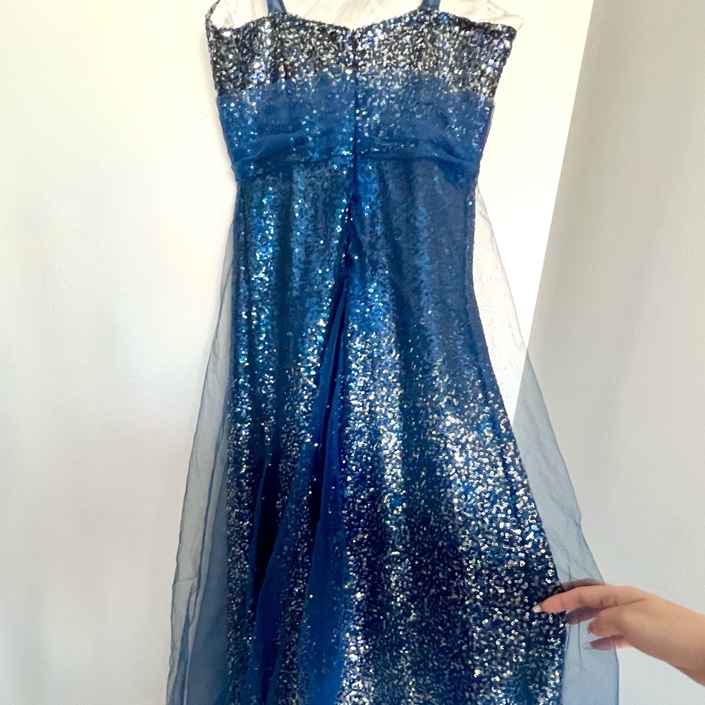 Blue embellished sparkling long dress